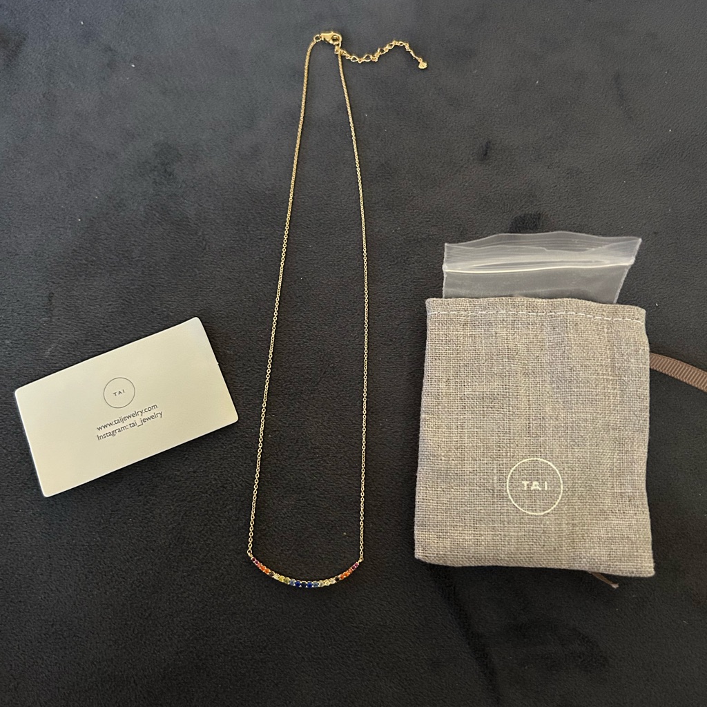 New Tai Jewelry Rainbow Arc Gold Statement Necklace